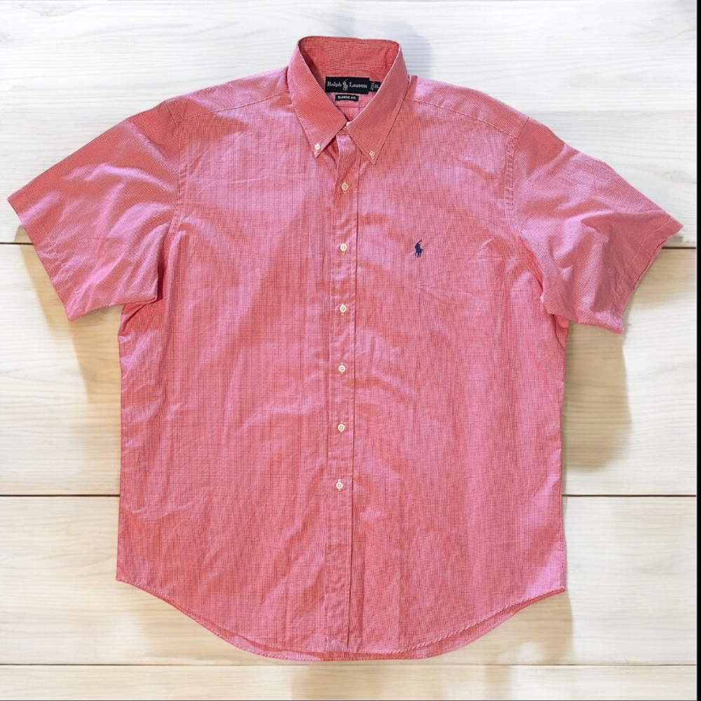 Ralph Lauren Men’s Classic Fit Short Sleeve Shirt Valentines Day red Gingham XL
